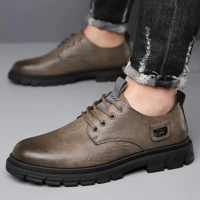 Mens Soft Soled Leather Shoes Outdoor Non Slip Walking Casual Lightweight Business Comfortable Work Clothes Fashionable Mens 250421