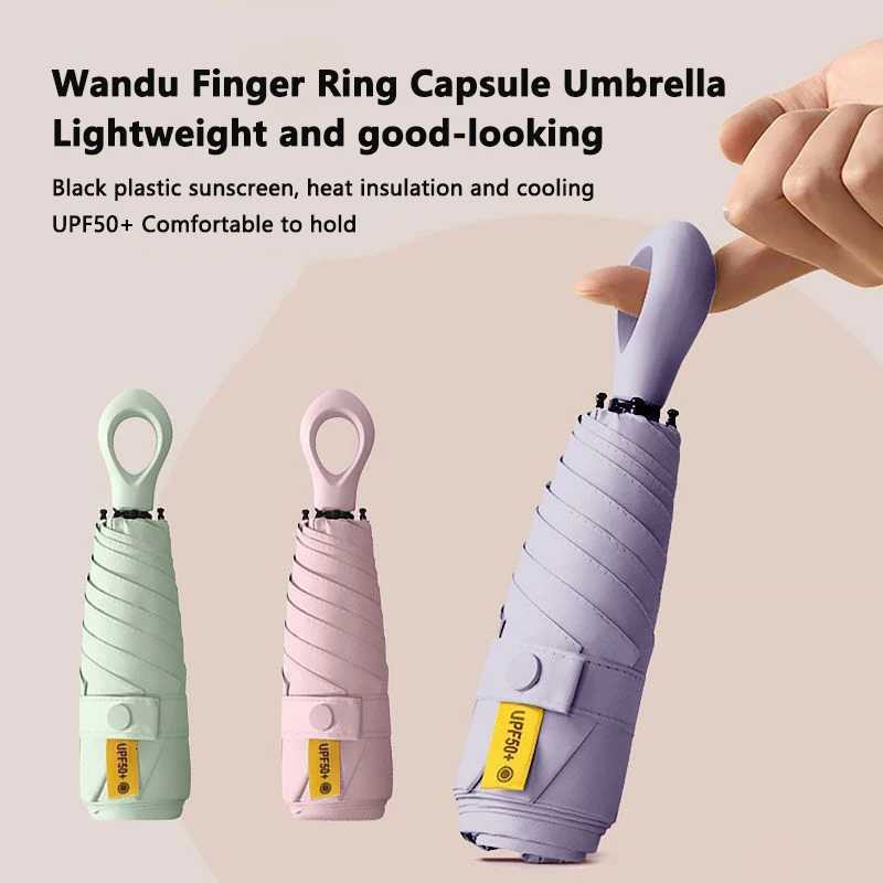 Portable Fold Umbrella with Heart Handle UPF50 Sun Protection Rainproof Compact Travel Umbrella for Women All-WeatherM251122