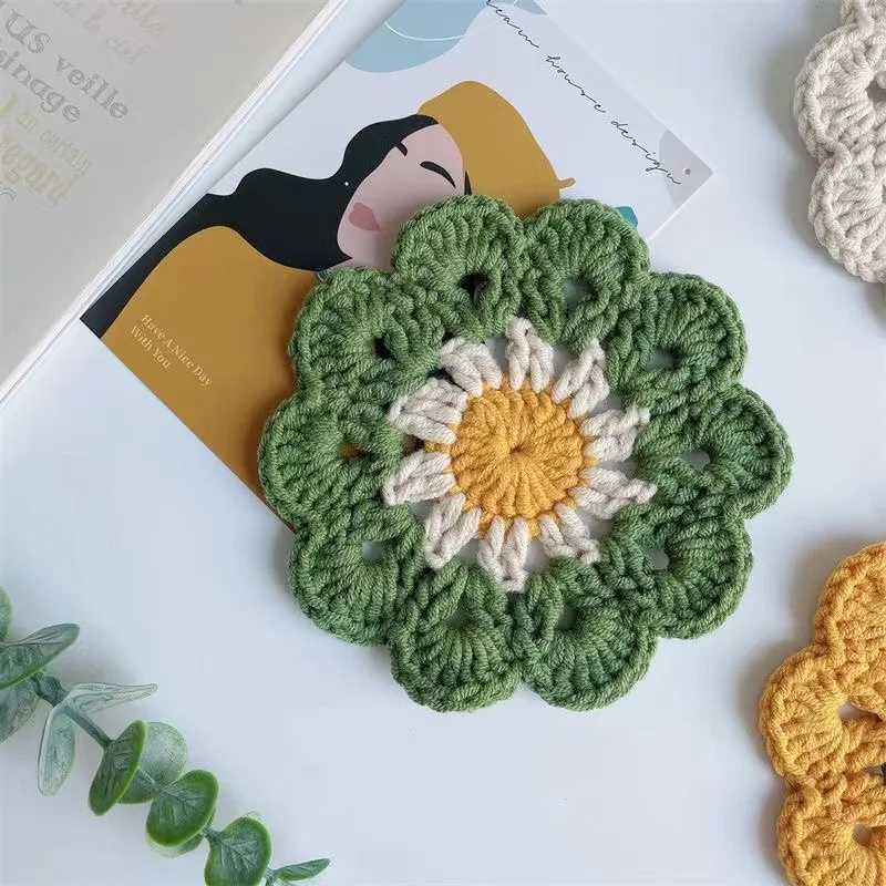 Flower Crochet Coasters Handmade Cute Coasters Knitted Drink Coaster Coffee Cup Mat Home Office Desktop Decoration Creative Gift C251122