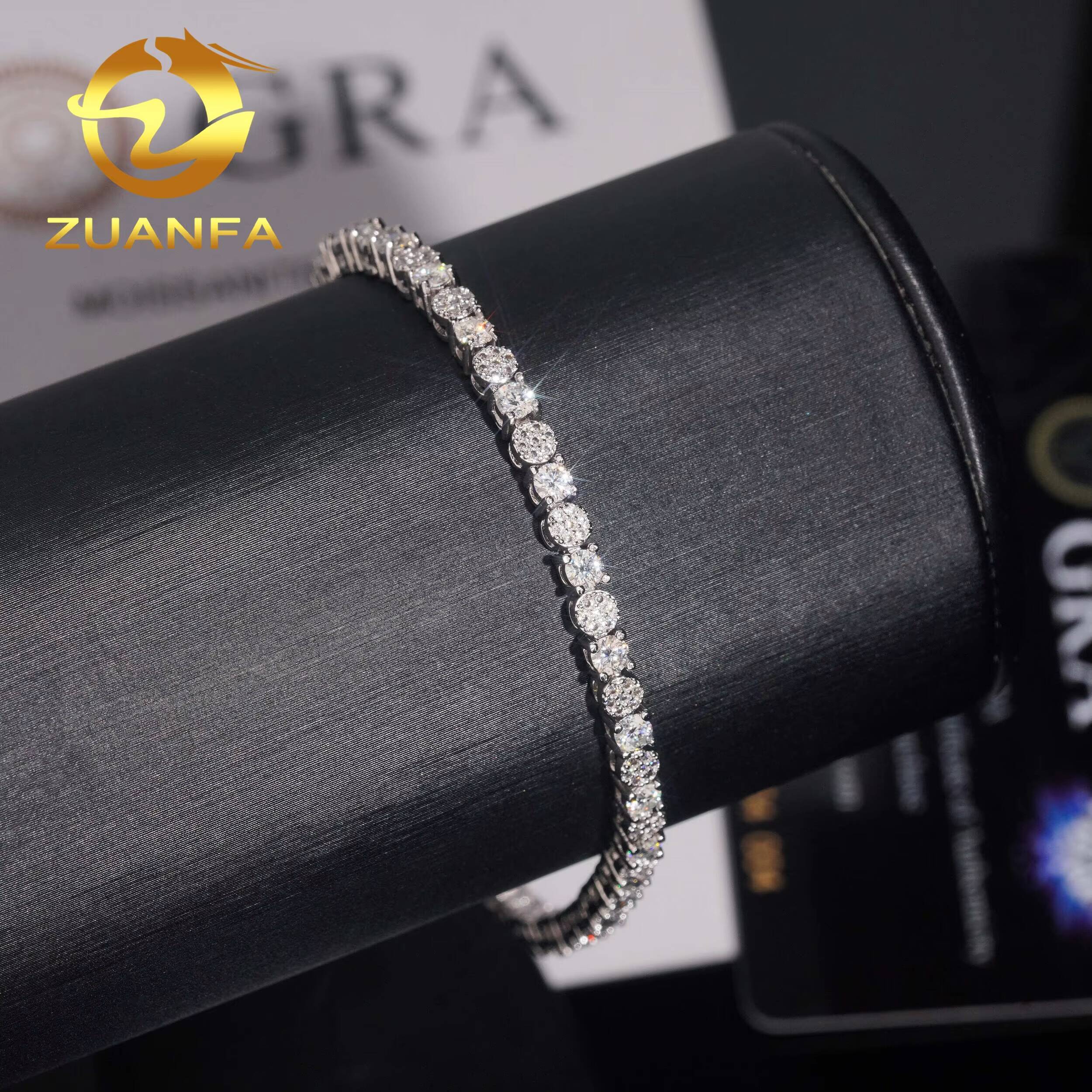 New Design Fashion Jewelry Iced Out 38mm 925 Sterling Silver GRA Certified VVS Moissanite Tennis Bracelet