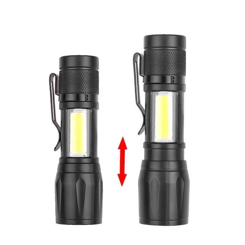 KDULIT Super Bright Mini LED Flashlight Zoomable Portable Torch USB Rechargeable Tactical Torch Camping Emergency Lantern C251122