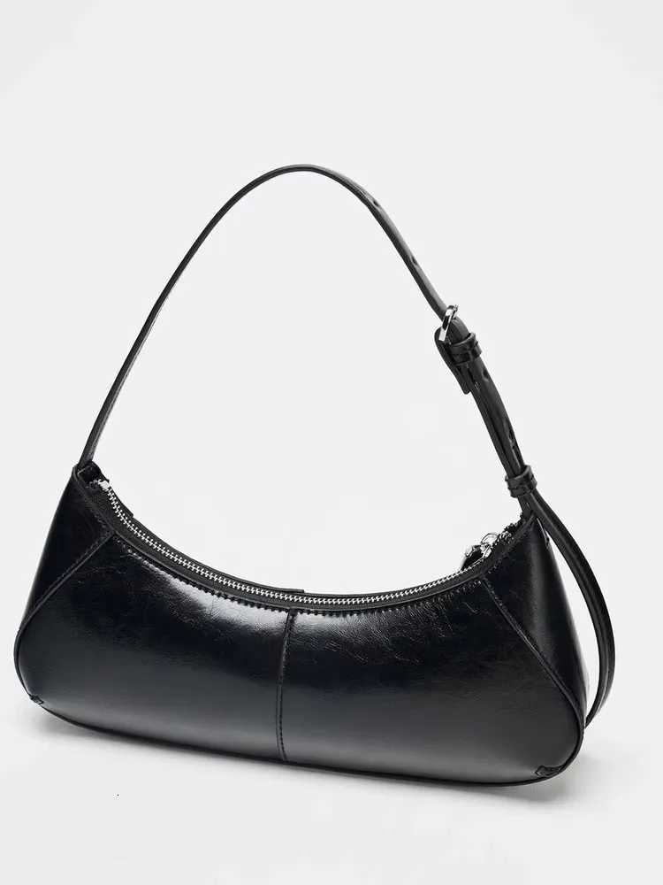 New Designer PU Leather Womens Shoulder Bag Solid Color Half-Moon Retro Crossbody Bag Hobos HandbagT251122