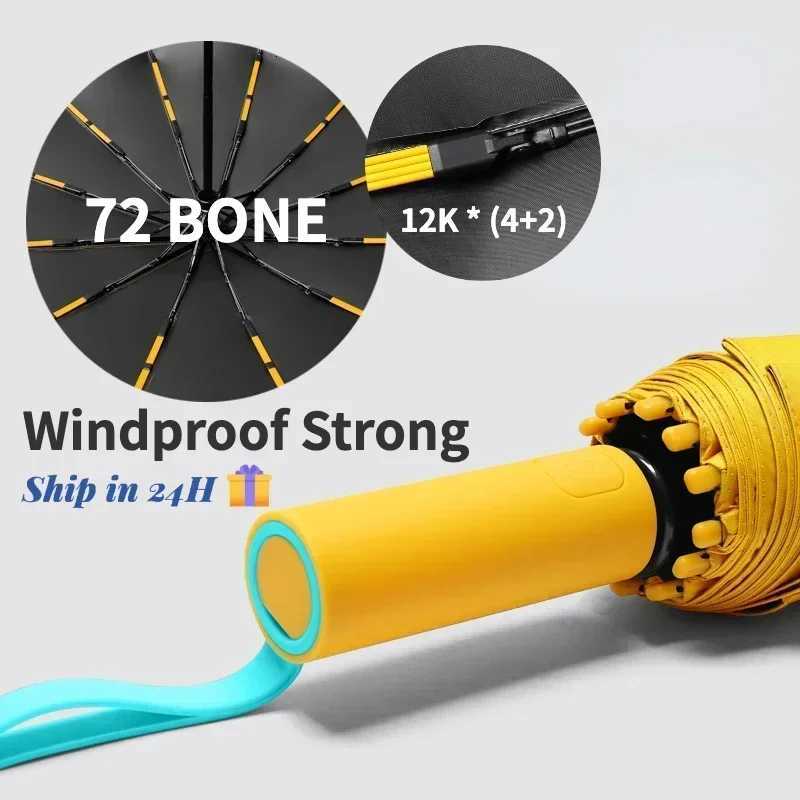 72 Bone Super Strong Windproof Automatic Folding Men Umbrella Reinforced Large Rainproof Sun Protection Umbrellas WomenM251122