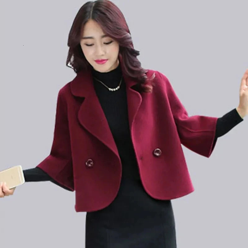 Female Woolen Coat 2026 HighEnd Womens Spring Suit jacket Fashion Blazers Short Korean Outerwearl 251112