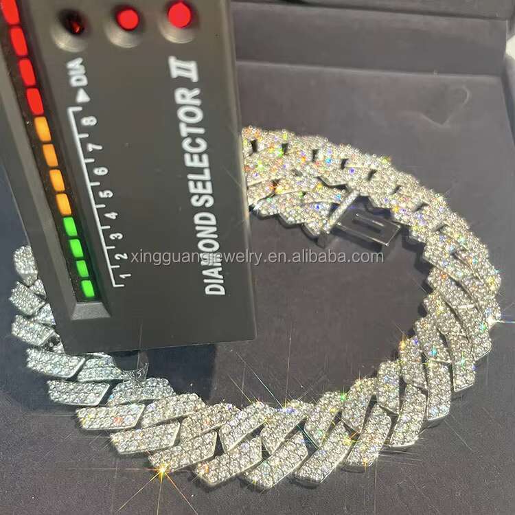 RTS Cuban Chain S925 Sterling Silver White Gold Plated 4rows 20mm Cuban Link Heavy Necklace Vvs trend Hip Hop Chain or