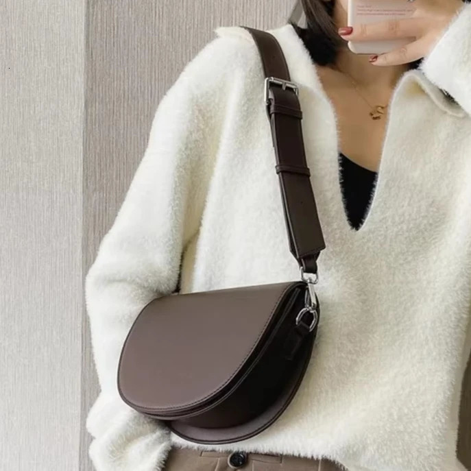 Genuine Retro Saddle Bag High Quality Leather Shoulder Bags for Women Ladies Crossbody Bag Handbags Sac 250422