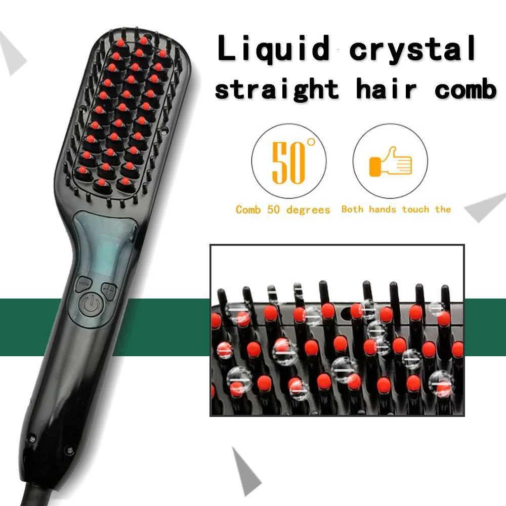 2025 New Ceramic Hair Straightening Brush LCD Comb Irons Electric Hair Straightener BrushT251122