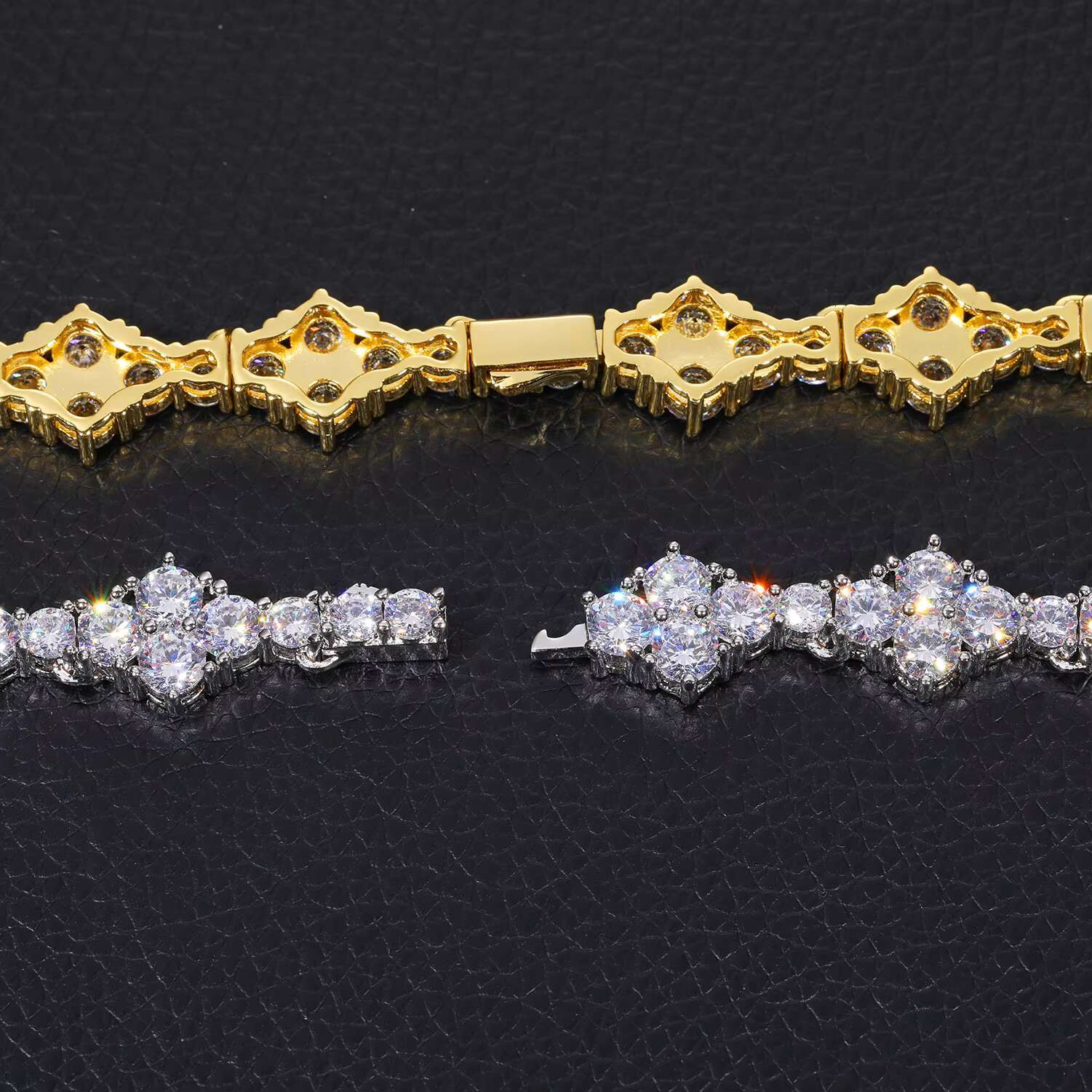 Pass Dia Tester Prong VVS Moissanite Rhombus Chain White Gold Sterling Sier Mossanite Tennis Necklace for Men