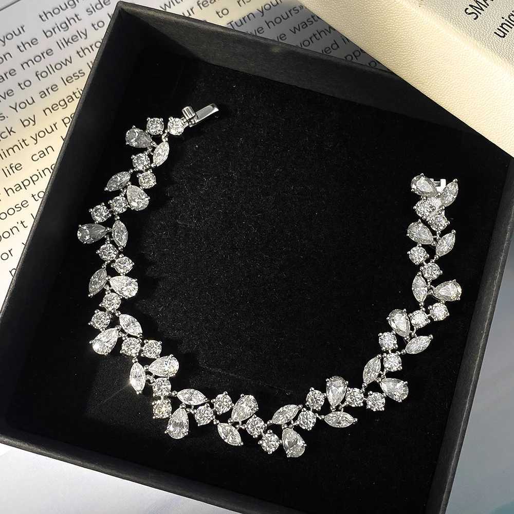 Serenity Pear/Marquise All Moissanite Tennis Bracelet for Women Gift Solid s925 Silver Sparkling Lab Diamond Hand Chain Jewelry J251122