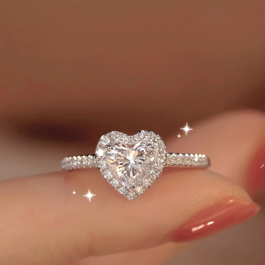 Love Heart Ring Premium Simulated Moissanite Diamond Ring High quality gold designer diamond ring designer for women engagement men love ring rings - view 3