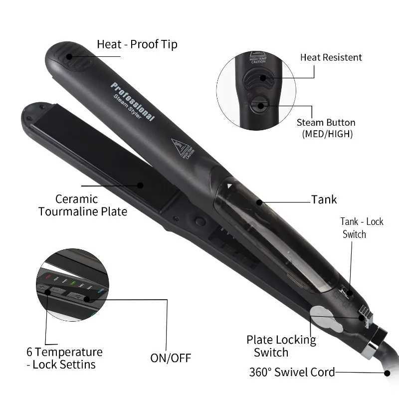 Steam Hair Straightener Professional Ceramic Vapor Flat Iron 450 Fast Heat Argan Oil Treatment Hair Care ToolsT251122