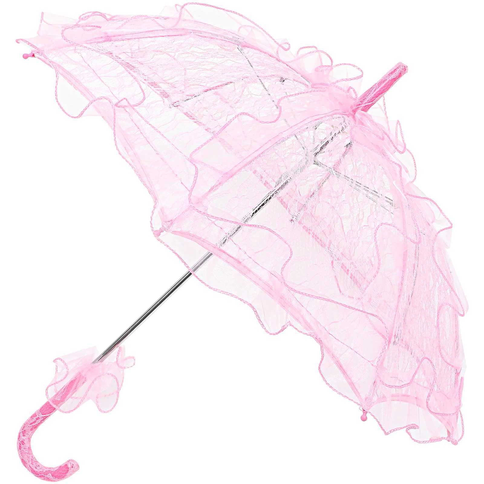 Wedding Umbrella Veil Bridal Shower Props Decorative Umbrellas for Parasol Sunshade Woman Parasols LaceM251122