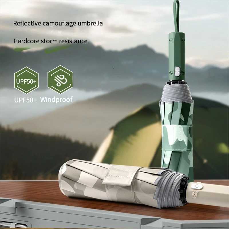 New 280T camouflage three-fold umbrella automatic umbrella business umbrella sun protection sun and rain two users traveling outM251122