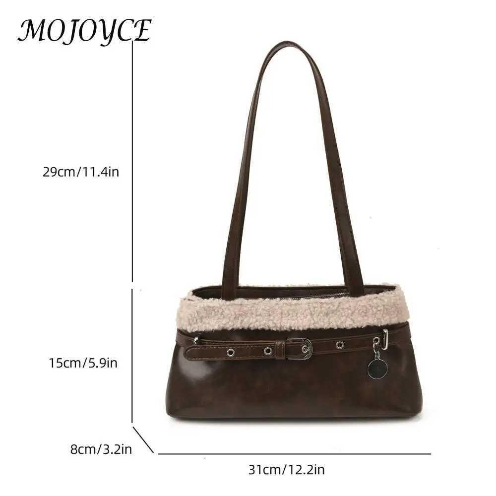 Women PU Lambswool StiTChing Vintage Shoulder Bag W/Belt Small SaTChel Tote Bag Hobo Bag for Daily School Travel K251121