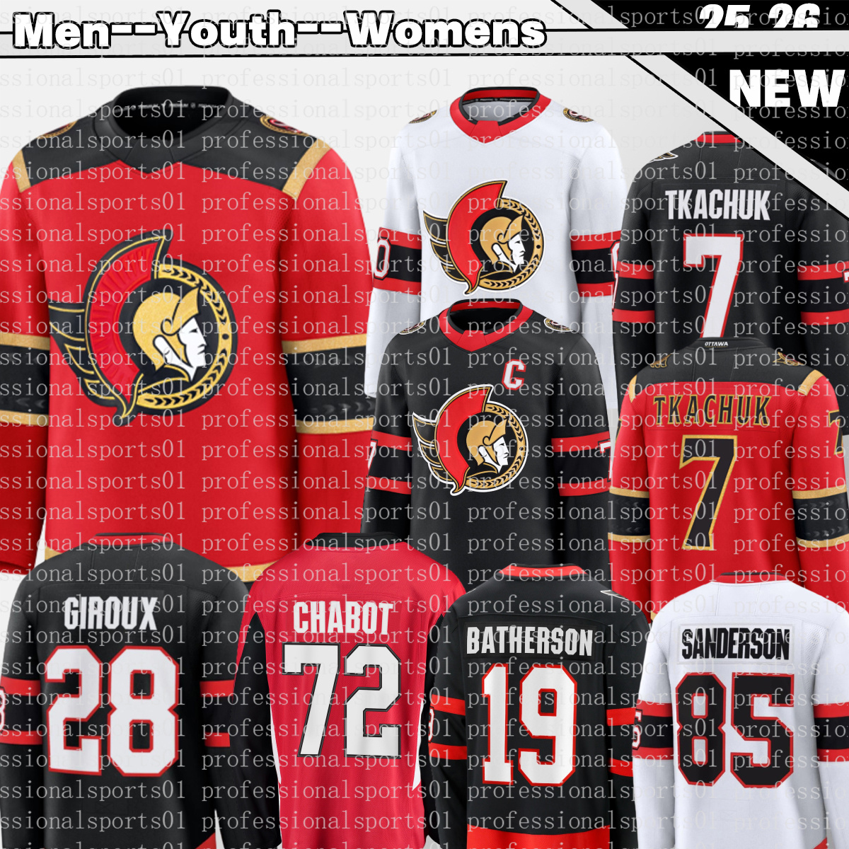 Ottawa Senator Jersey Brady Tkachuk Claude Giroux Tim Stutzle Jake Sanderson Thomas Chabot Stadium Series Hockey Jerseys 2025