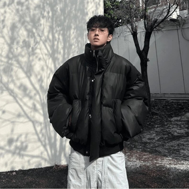 Outdoor WaterResistant Mens Winter Short Puffer Jacket Black KhakiBeige M4XL PU Leather Trim Boxy Cropped Fit 251110