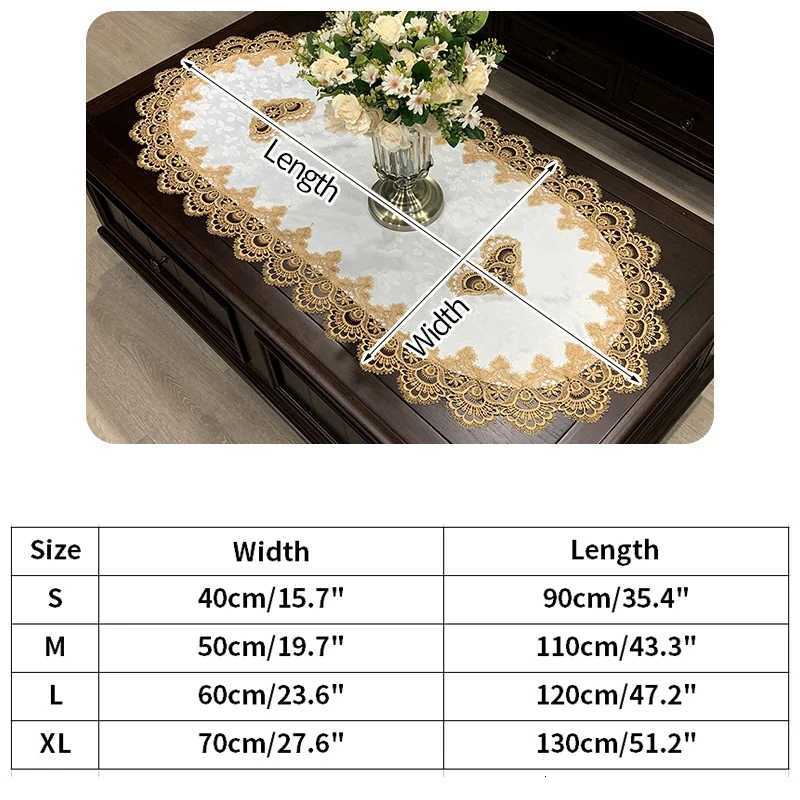 Lace Jacquard Tablecloth Oval Dining Table Placemat American Coffee Table Cloth Embroidered Dust Cover Home Living Room Decor C251122