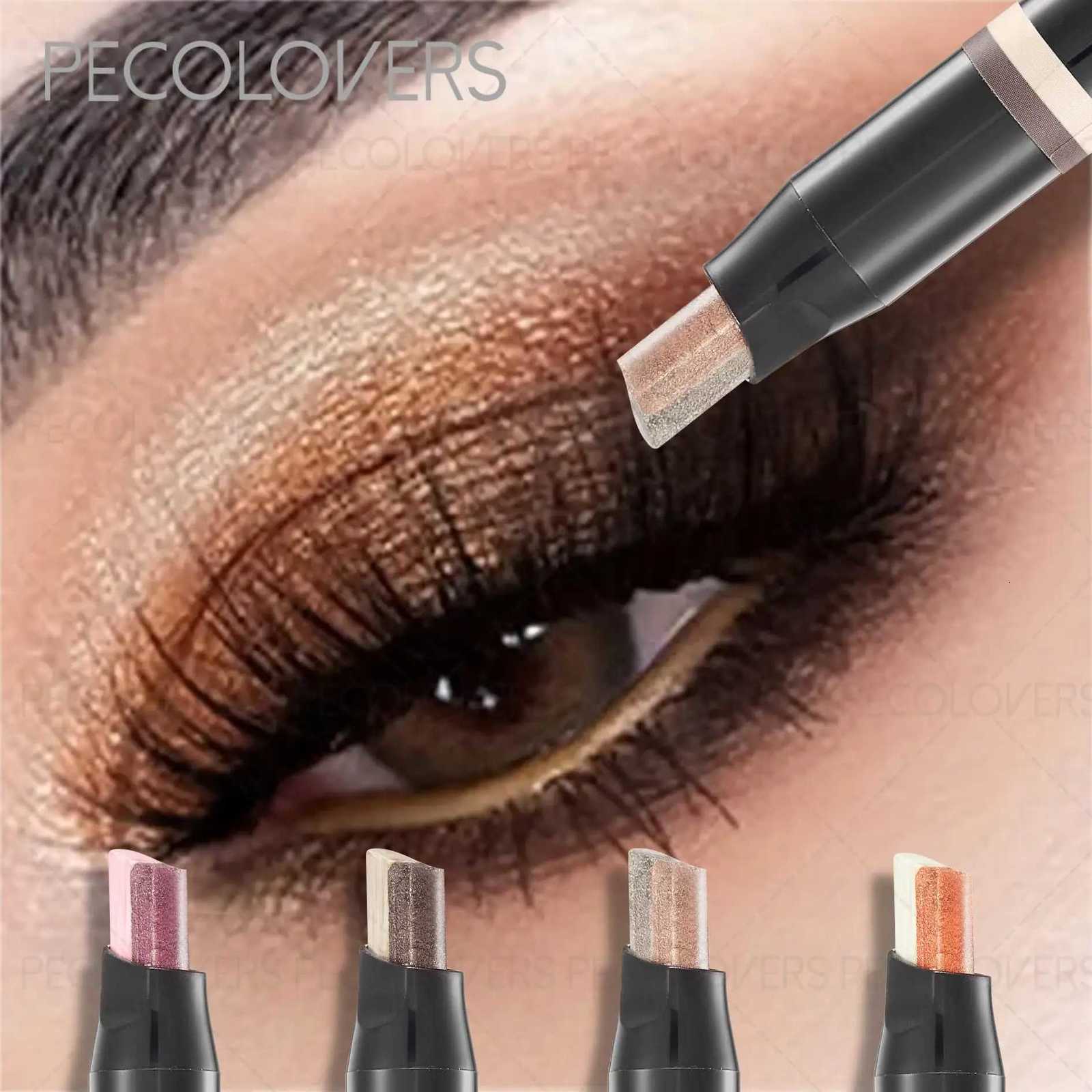 Dual-Color Shimmer Eyeshadow Stick - Long-Lasting Waterproof Cream Eyeshadow Pencil Brown Perfect For Party Eye MakeupT251122