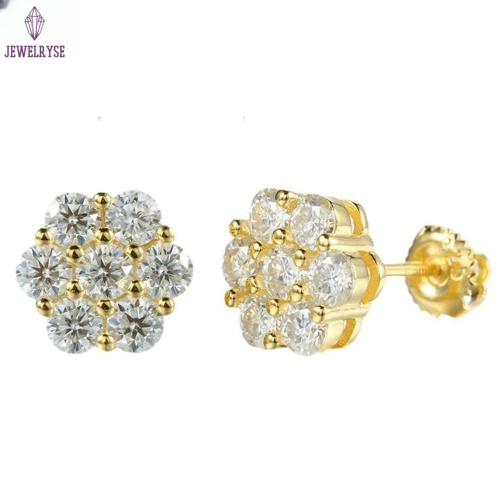 Wholesale Lab Dia Screw Back Sterg Sier wer D vvs Moissanite Iced Out Cluster Stud Earrings For Women
