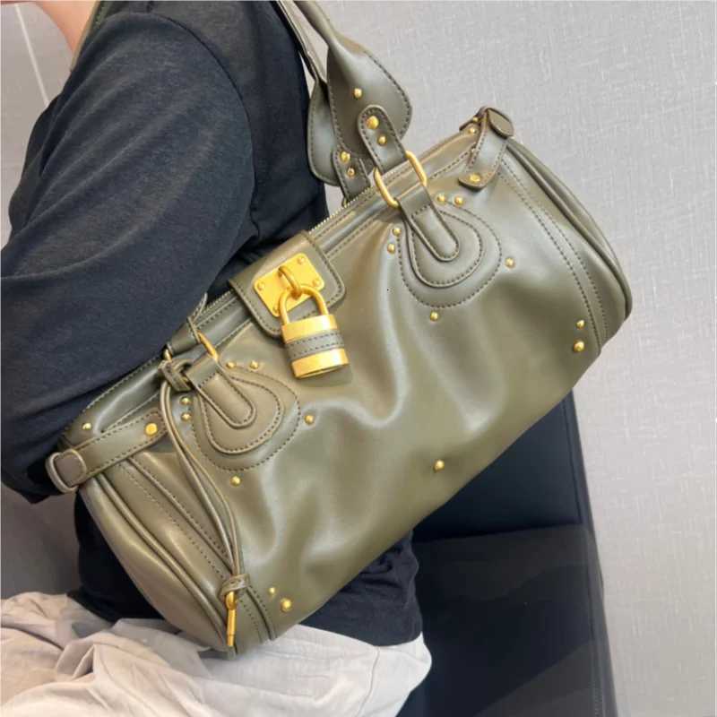 FAshion luxury Handbag Metal RETRO Lock Shoulder Bag brand Design Cool Motorcycle Bag Classic Zipper Horizontal Tote Bag K251121