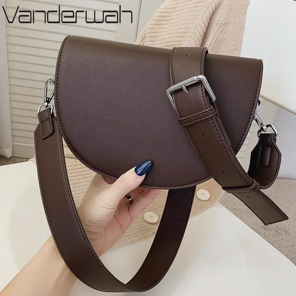 Genuine Retro Saddle Bag High Quality Leather Shoulder Bags for Women Ladies Crossbody Bag Handbags Sac 250422
