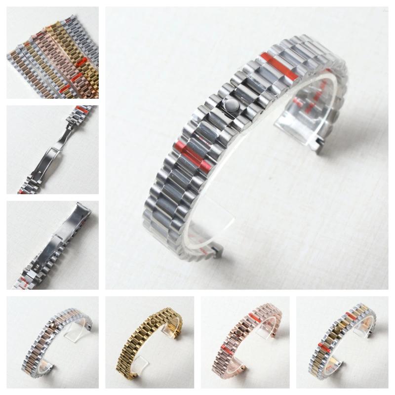 Watch Bands 20mm Curved End President Band For NH35 904L Stainless Steel Strap Silver Gold Bracelet