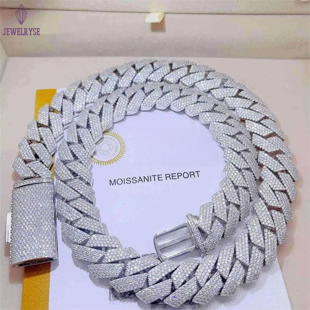 moissanite necklace designer jewelry cuban k chain Iced Out Pass Dia Tester Sterg Sier Necklace Vvs Moissanite chains for men necklaces20mm