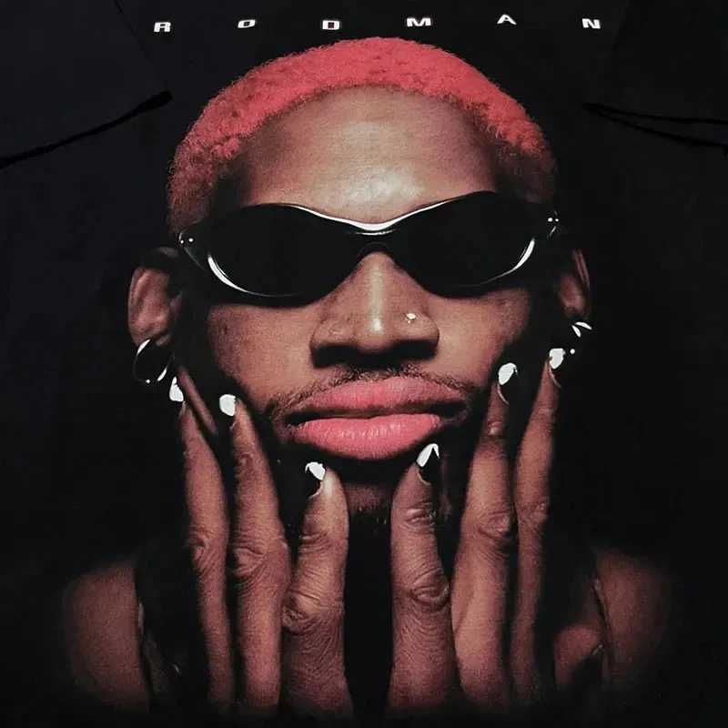Dennis Rodman Short Sleeve T-shirt Mens Trend Brand American Street Hip Hop Super Large Street Half SleeveT250421