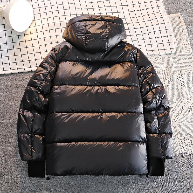 Winter Warm Jacket Mens Trendy Black Gold Bright Waterproof Parka Short Casual Down Cotton Padded Coat man padded 251110