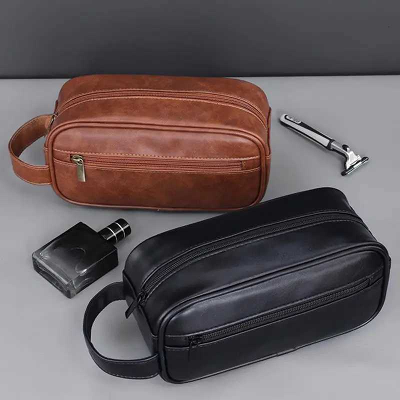 Designer Men PU Leather Wash Bag Travel Business Trips Portable Cosmetic Bag Large Capacity Multi Pocket Lady Toiletries Handbag Handheld Y251122