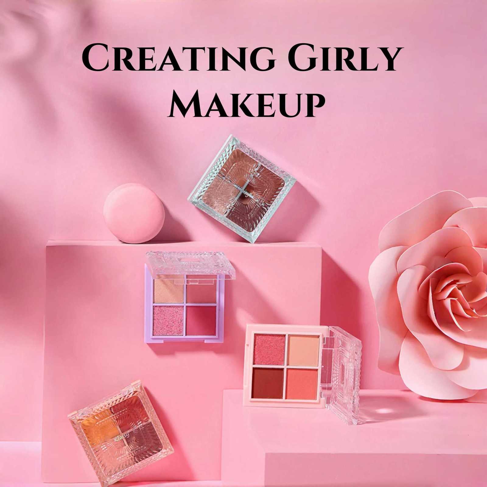 Klaisy Cute New Crystal 4-Volors Eyeshadow Palette girly and youthful multi-purpose suitable for newcomers easy to apply makeT251122