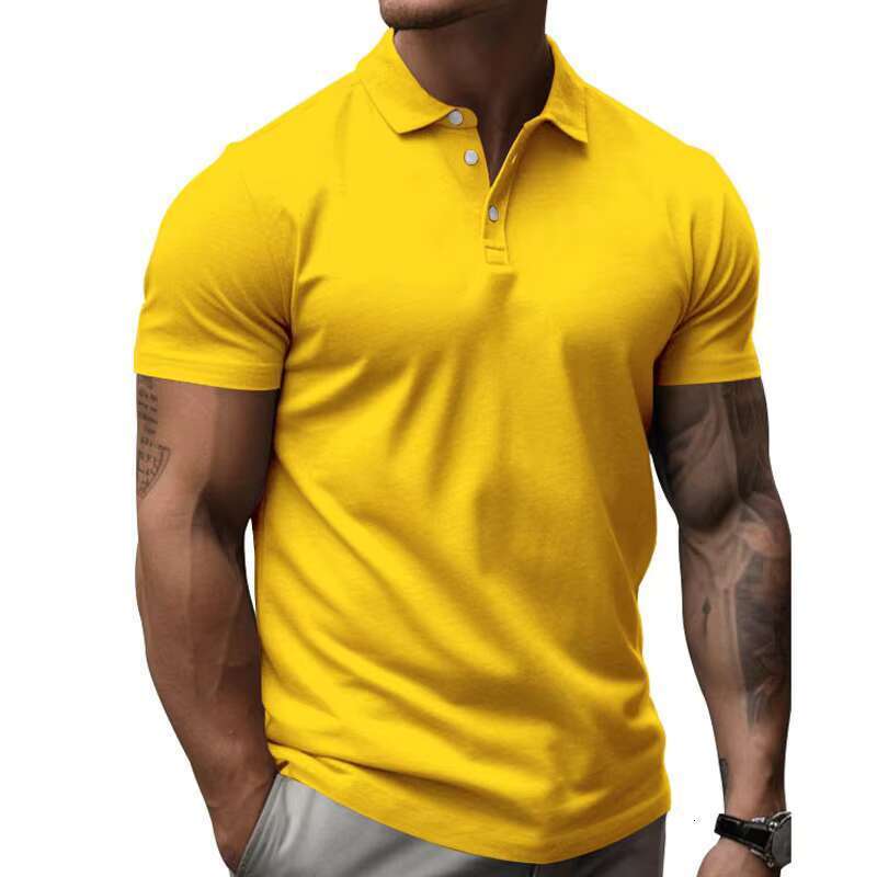 DHessentials Summer New Short Sleeve Polo Shirt Men's Large Loose Collar Solid Color T-shirt