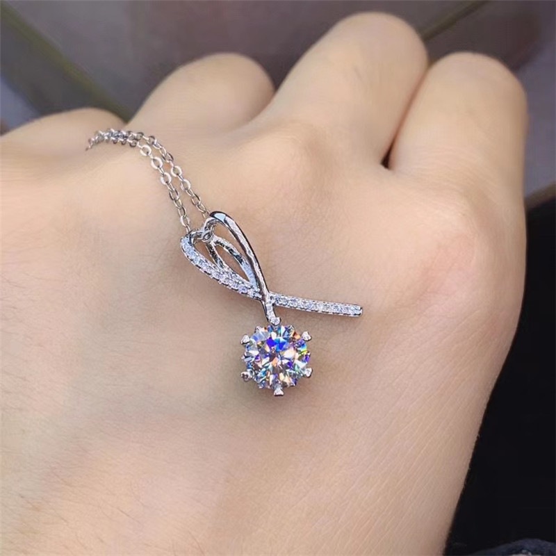 Moissanite Necklace for Women Plated with PT950 Platinum Collarbone Chain designer necklace gold for woman diamond chain luxury jewelry women mens nec - view 4