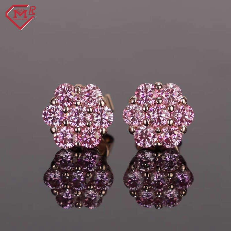 Classic Mossanite Sier Screw Back Vvs Iced Out Moissanite Earrings
