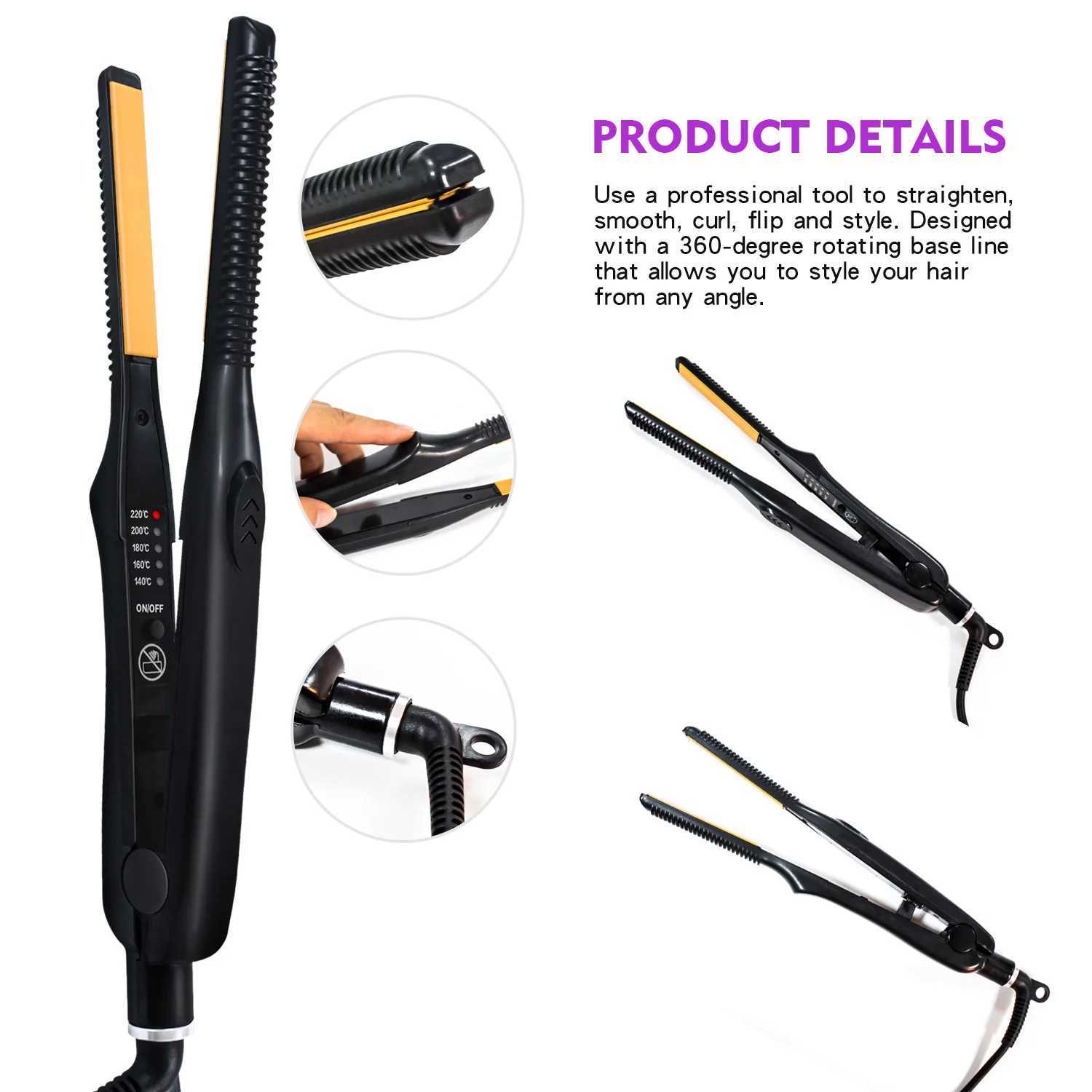 2 In 1 Mini Hair StraightenerCurler Small Flat Iron for Short Hair Women And Men Beard Straightener Pencil Hair StraightenerT251122