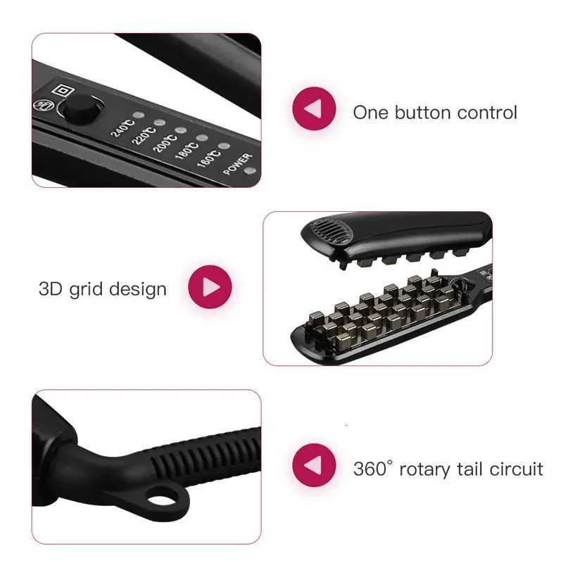 Hair Iron Ceramic 3D Grid Hair Crimper Professional Volumizing Curling Iron Corn Perm Fluffy Splint Flat Iron Hair Styling ToolsT251122