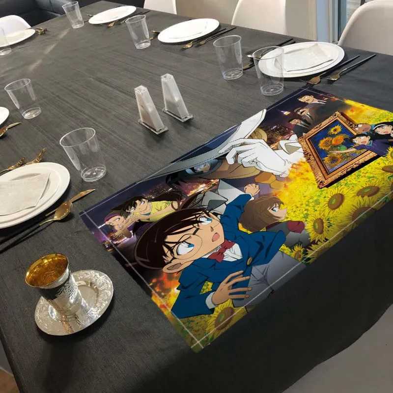 Anime Detective Conan Kitchen Placemat Cotton Linen Dining Table Mats Bohemian Coaster Pad Bowl Cup Mat Home Decor C251122