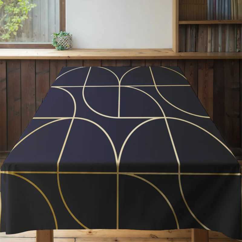 Modern Dining Table Cloth with Elegant Golden Stripes Perfect for Home Decor Festive Meals 128 Characters C251122