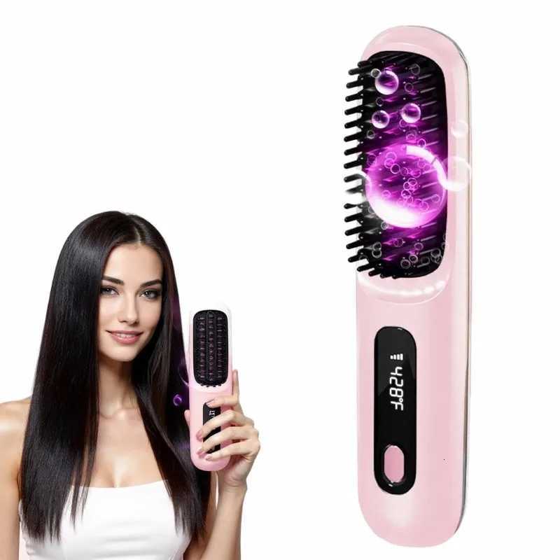 HOT-SALEPortable Mini LCD Display Wireless Hair Straightening Brush-199 Million Negative Ions CombT251122
