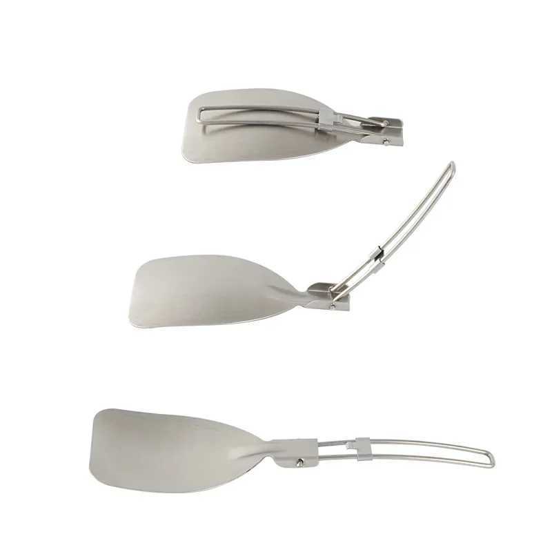Newest 1Pc Folding Spatula Food Turner Fold Spoon Stainless Steel Outdoor Camping gear Cooking Accessories Picnic Equipment J251121