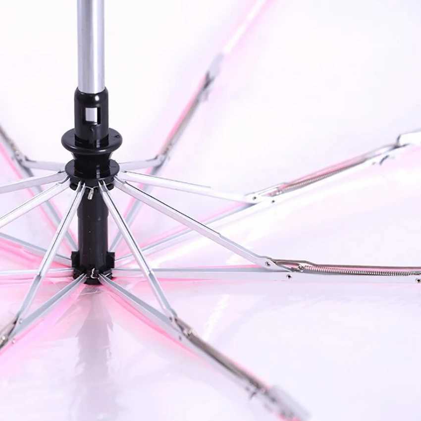 Transparent Windproof Umbrella for Women Fully Automatic Clear Folding Rain Umbrella Female Foldable ParasolM251122