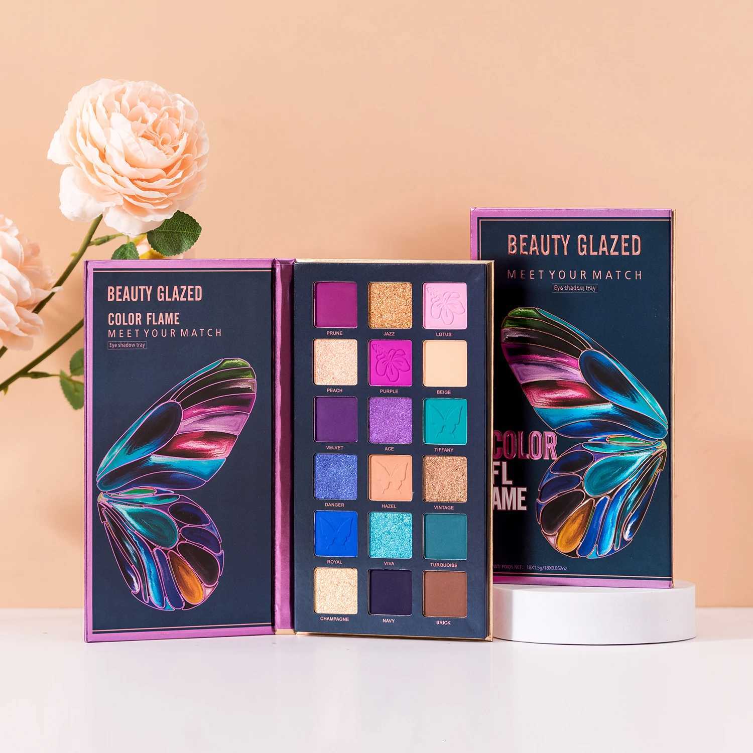BEAUTY GLAZED Butterfly Highly Pigmented Eyeshadow Palette Smooth Matte Shimmer Eye Shadow Easy To Blend 18 Colors Eye MakeupT251122