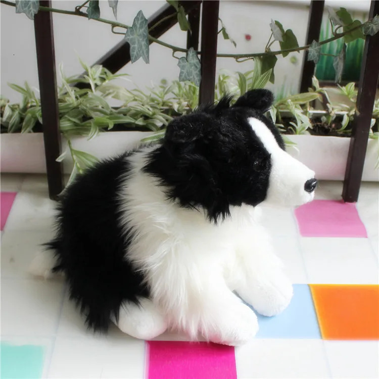 32cm Lifelike Border Collie Plush Toys Soft Puppy Stuffed Animal Dolls Real Life Dog Plush Toys For Kids Christmas Gifts 250421