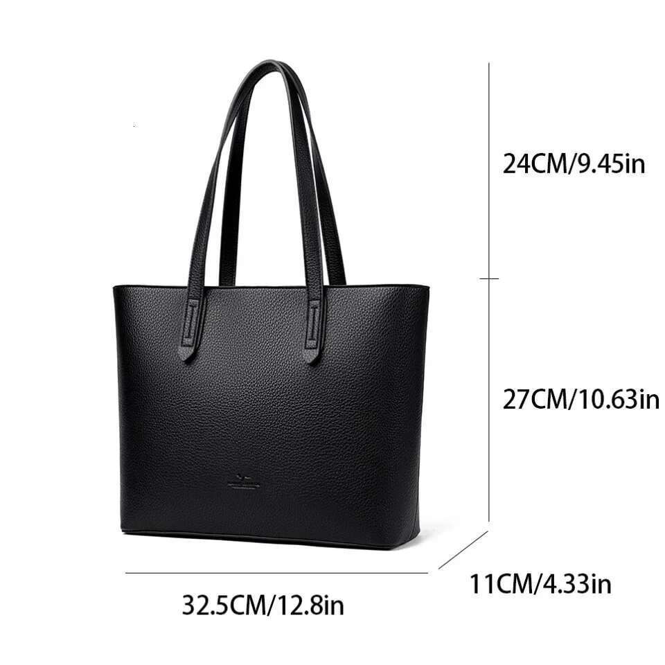 Women's Soft Leather Shoulder Designer Handbag Ladies Solid Color Casual Large Tote Bag Messenger Commuter Sac A Main
