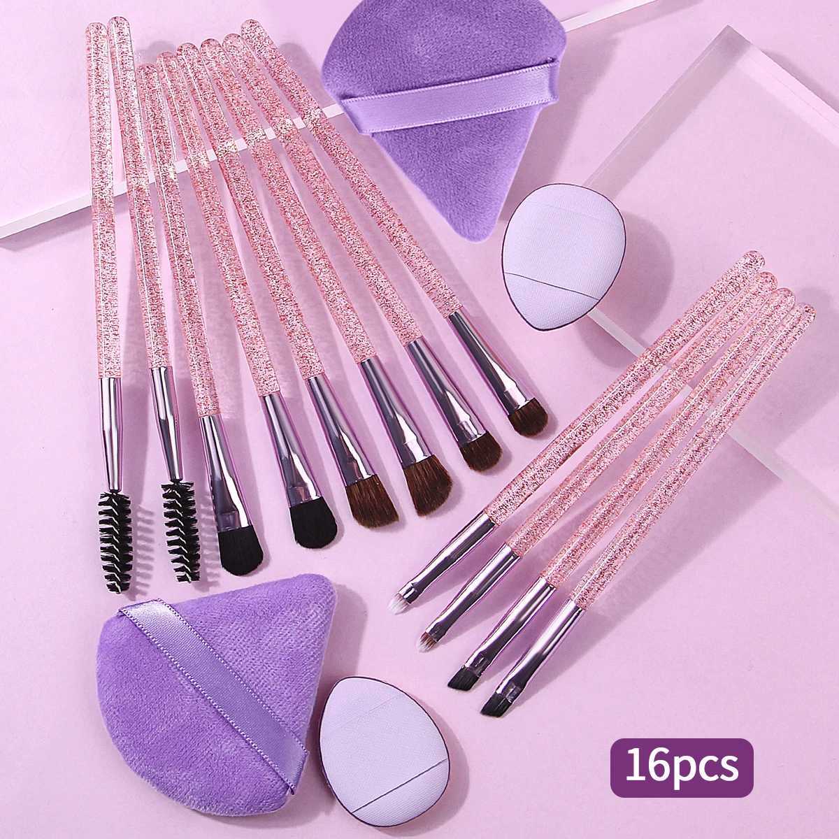 16pieces Eye makeup brush set eyeshadow brush mascara brush eyeliner brush triangular powder puff mini powder puff C251122