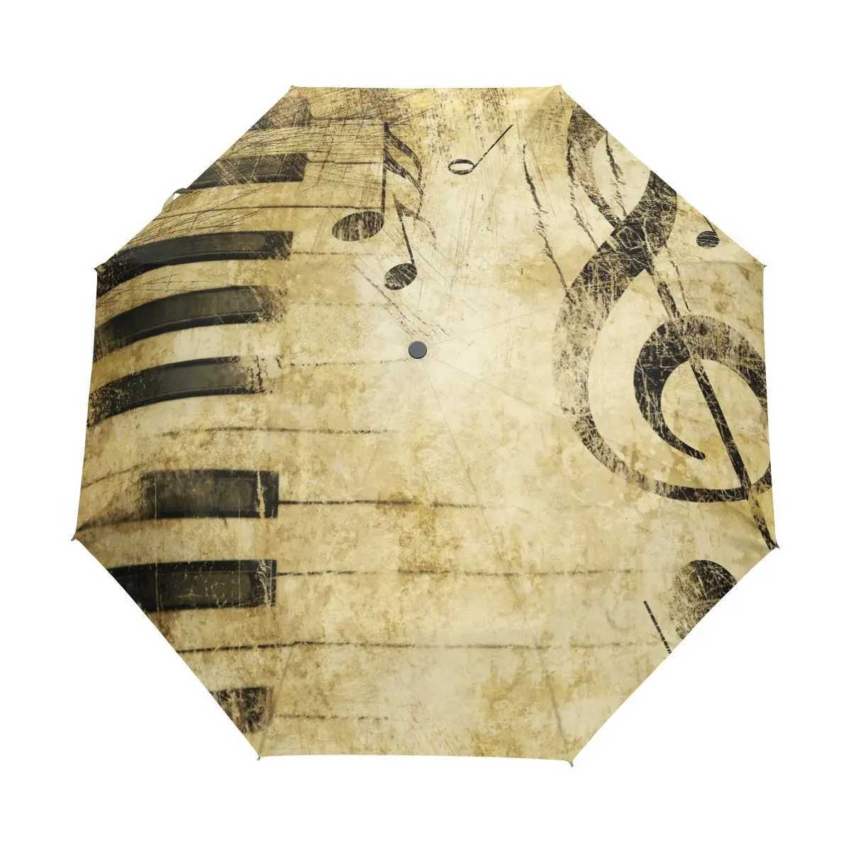 Black and White Musical Note Travel Umbrella Music Theme Folding Rain Umbrellas Windproof Compact Lightweight for Adults TeensM251122
