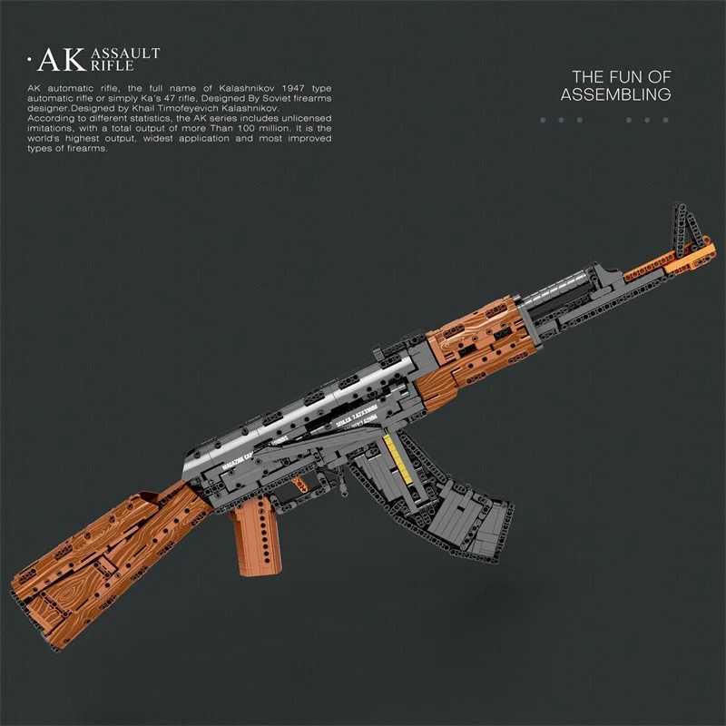 AK47 Assault Rifle Model Building Blocks Military Army Weapon Shootable Imitation Gun Bricks Childrens Holiday Gifts DIY Toys G251122