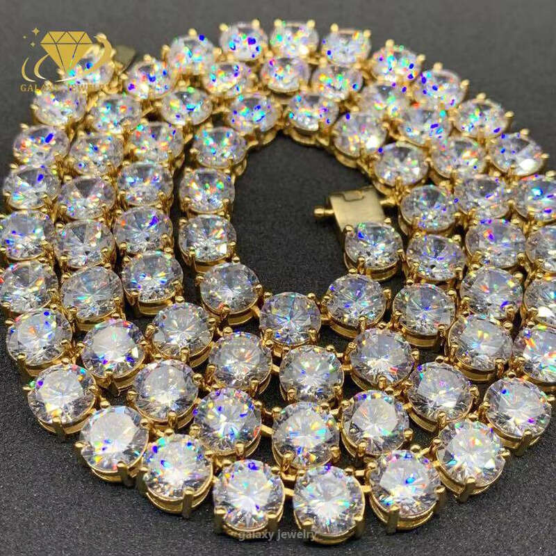 8mm Vvs Lab Moissanite Designer Big Iced Out 10k 14k Gold Plated Tennis Chain Set Bracelet Necklace for Men