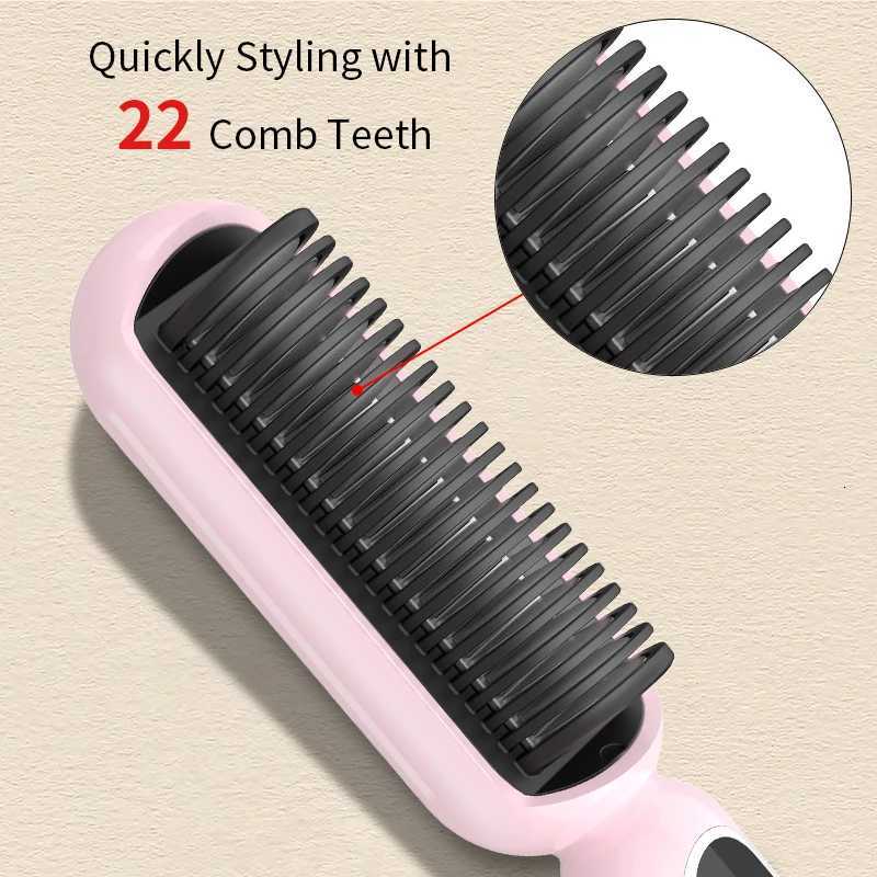 Yiber Hair Straightener Brush Electric Hair Iron with Built-in Comb Pro Salon Detangling Styling Hot Comb Essential HairdresserT251122