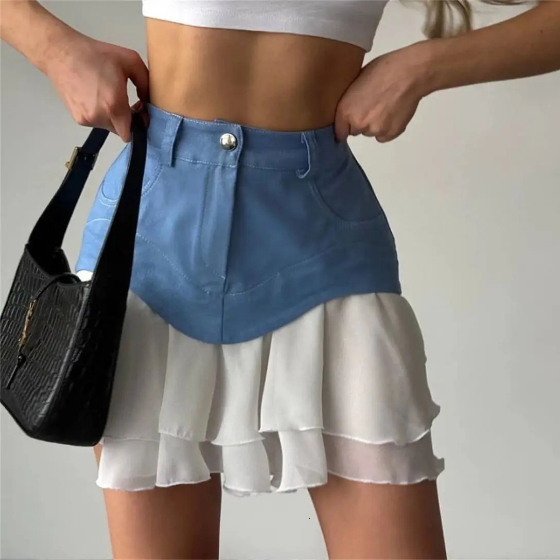 Womens Aline Ruffle Skiing SpringSummer Y2K Cake Skirt High Waist Sexy Party Clothing Leisure Street 250422